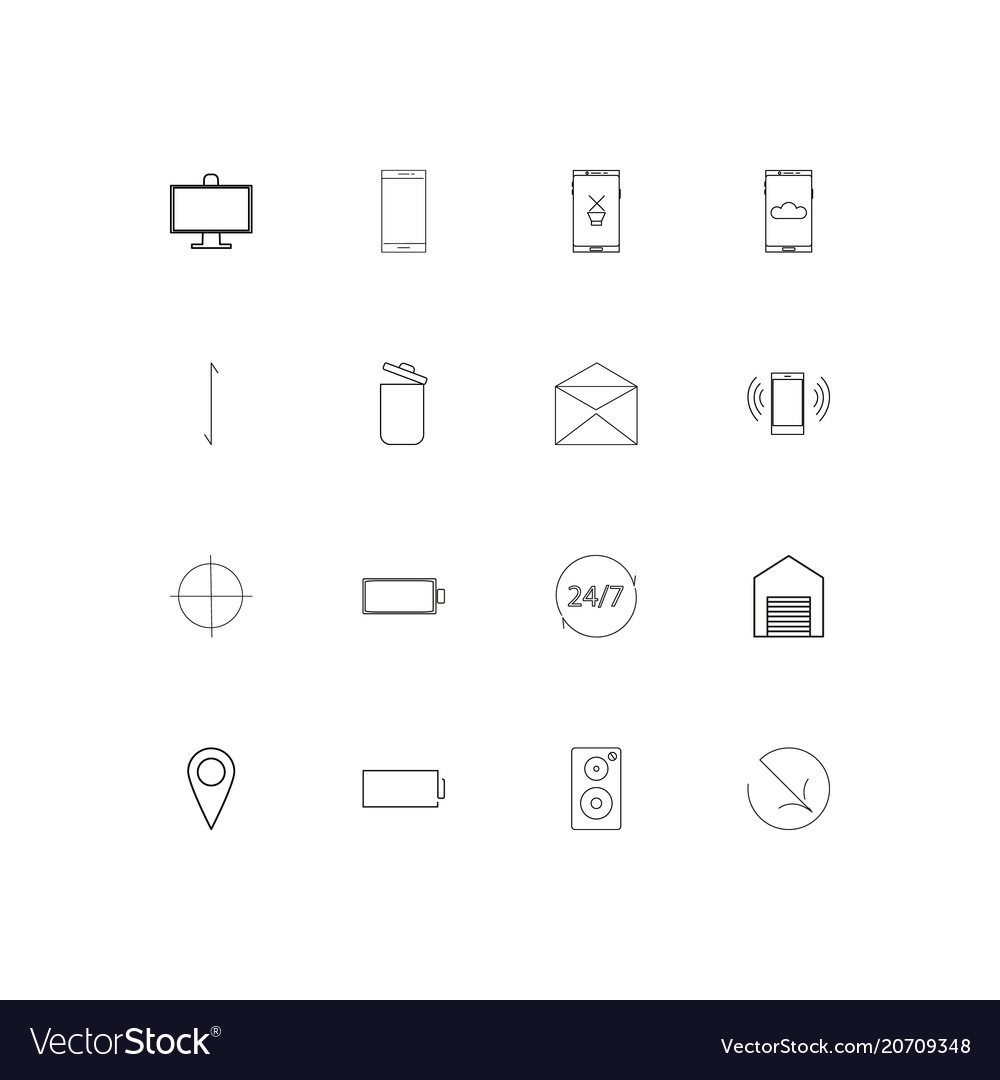 Internet of things simple linear icons set