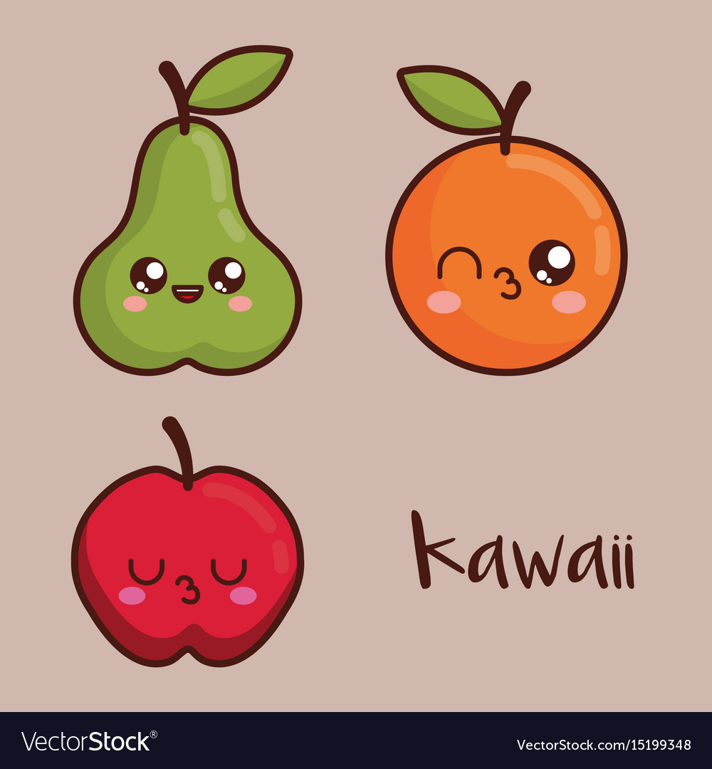 Kawaii fruit icon Royalty Free Vector Image - VectorStock