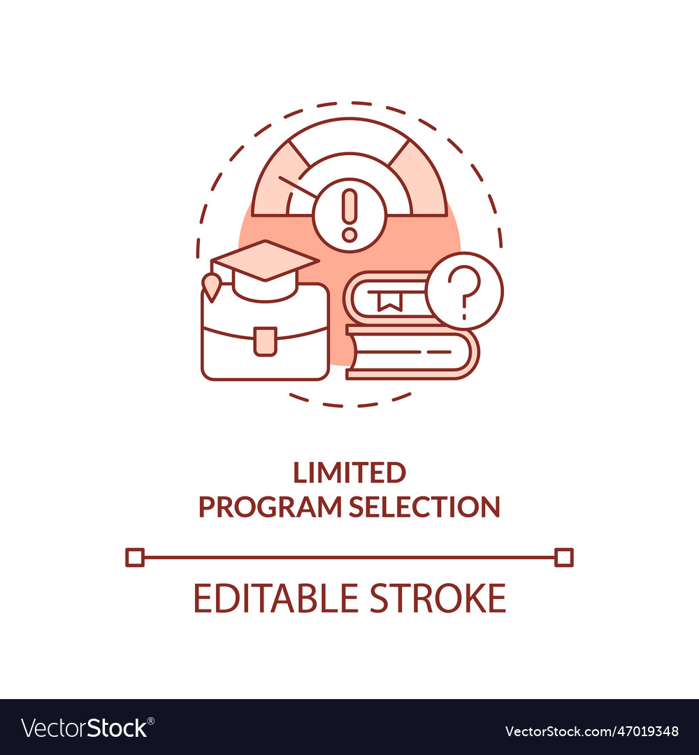 Limited program selection red concept icon