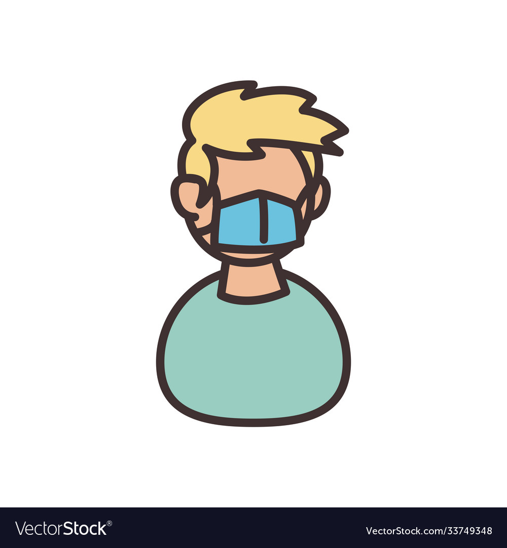 Man avatar with mask line and fill style icon