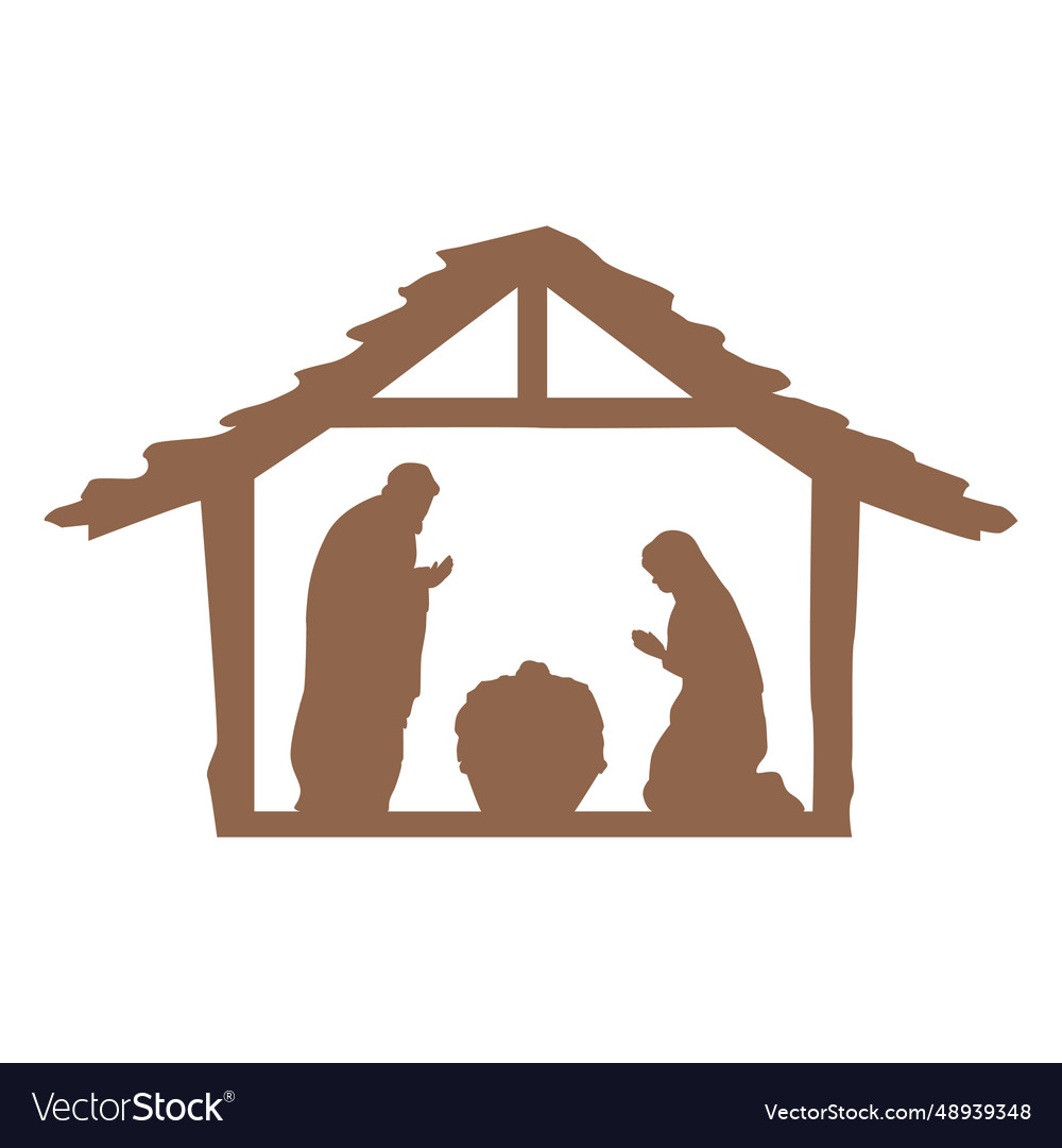 Nativity of jesus scene silhouette Royalty Free Vector Image