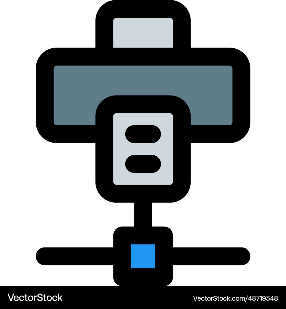 Office printer connected to a network isolated Vector Image