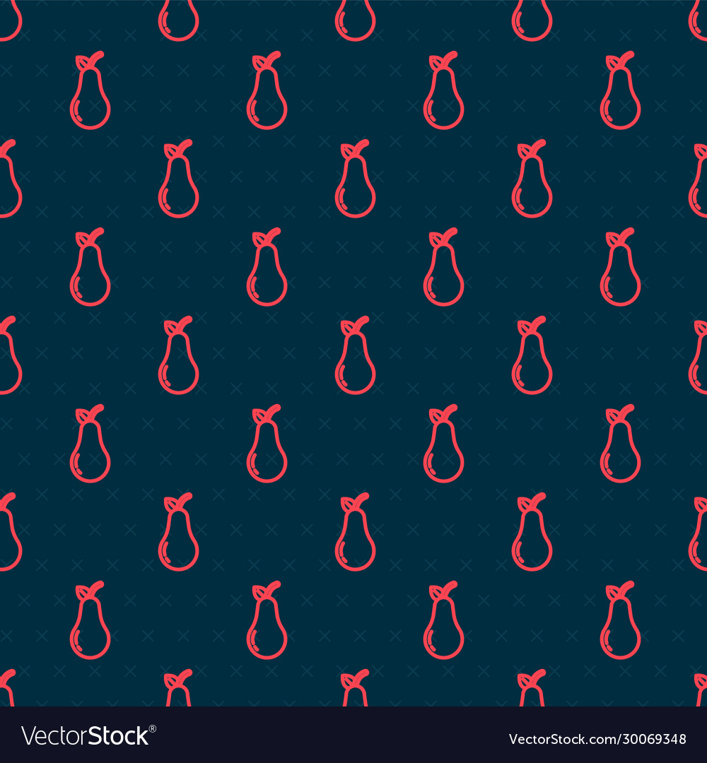 Red line pear icon isolated seamless pattern