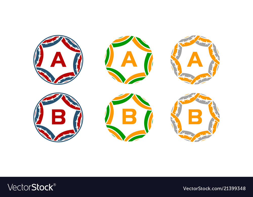 Ribbon circle star initial set
