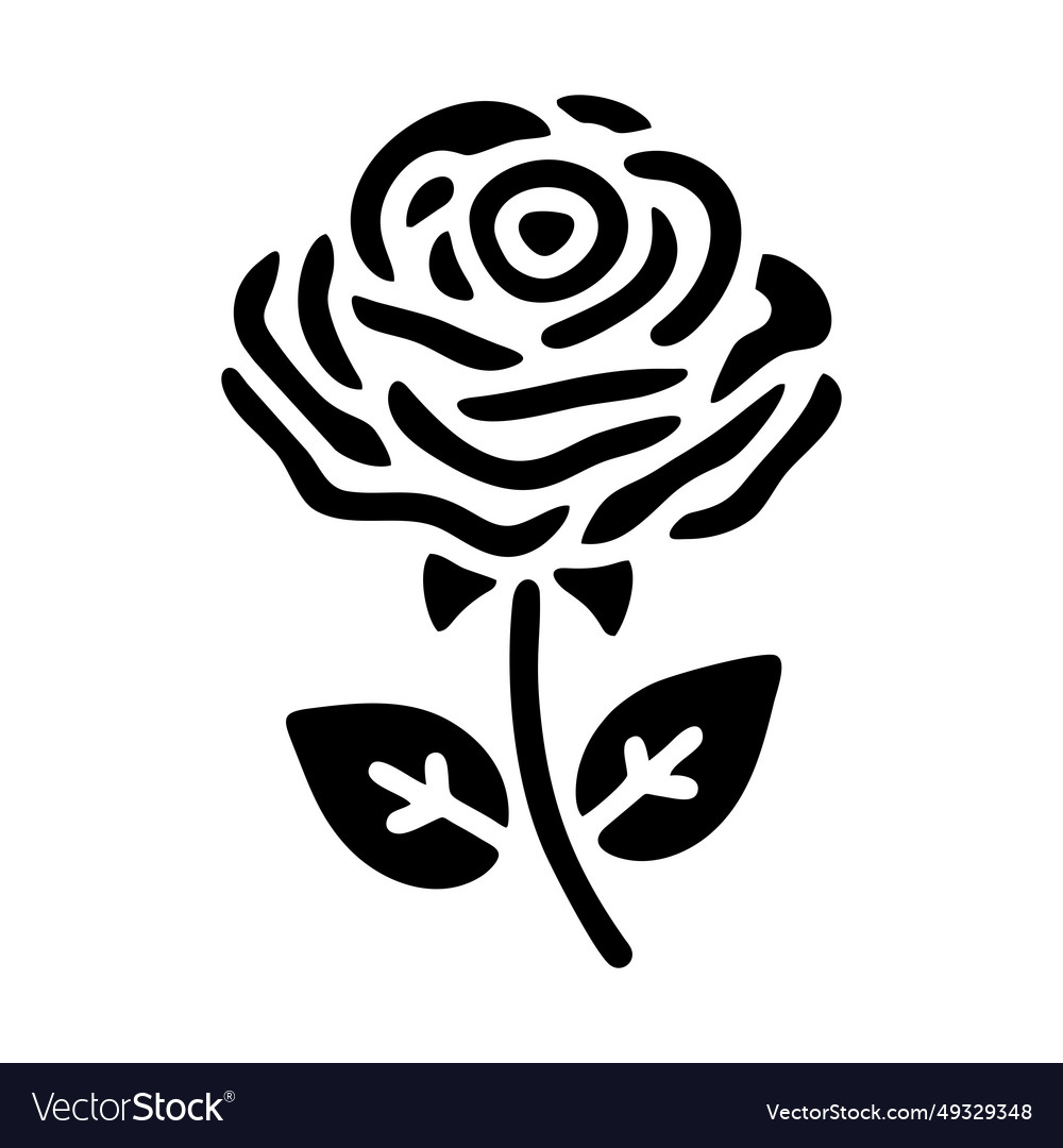 Rose icon decorative flower silhouette isolated