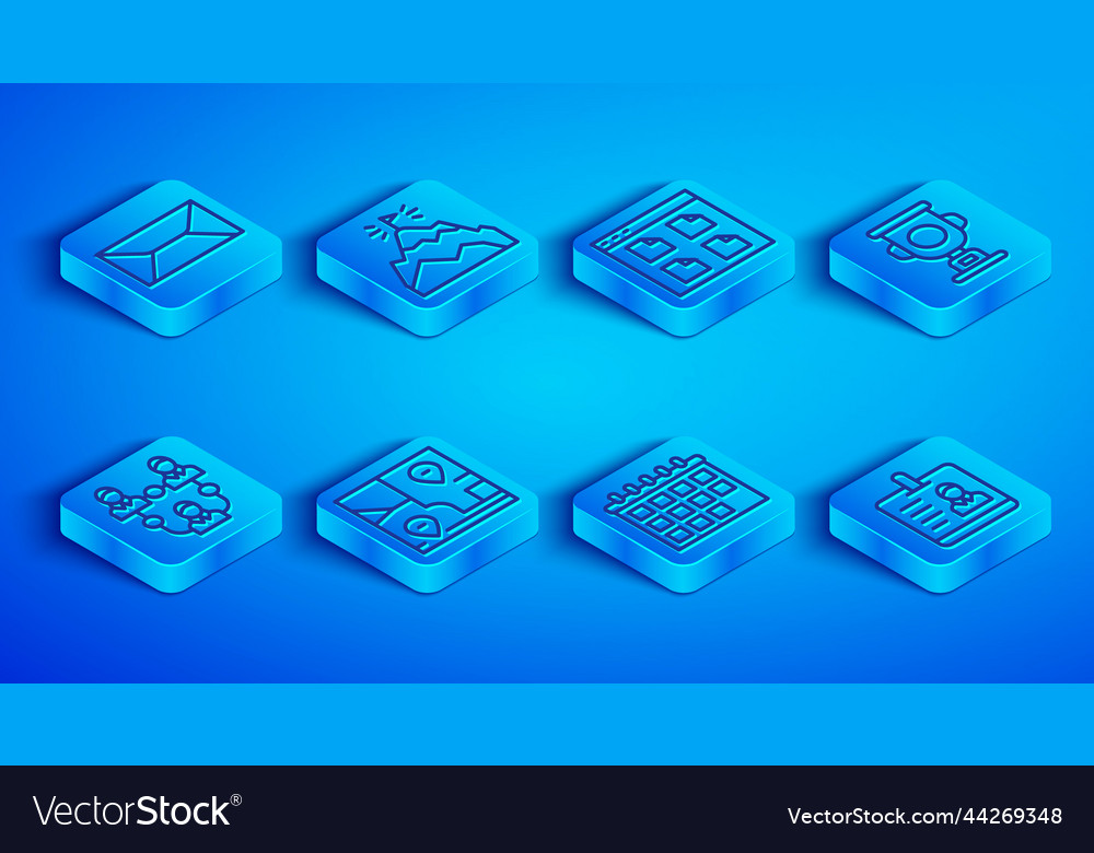 Set line envelope mountains with flag browser vector image Set line envelope mountains with flag browser