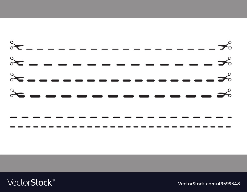 Set of dashed lines with scissors vector image Set of dashed lines with scissors