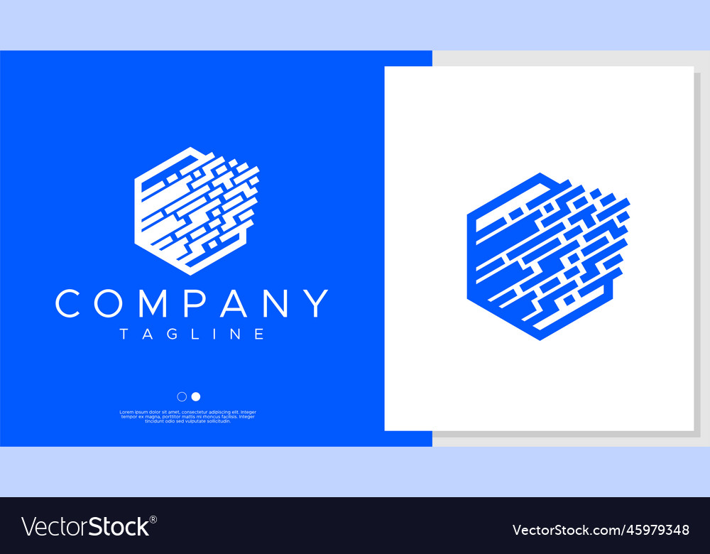 Technology pixel data byte box logo design vector image Technology pixel data byte box logo design