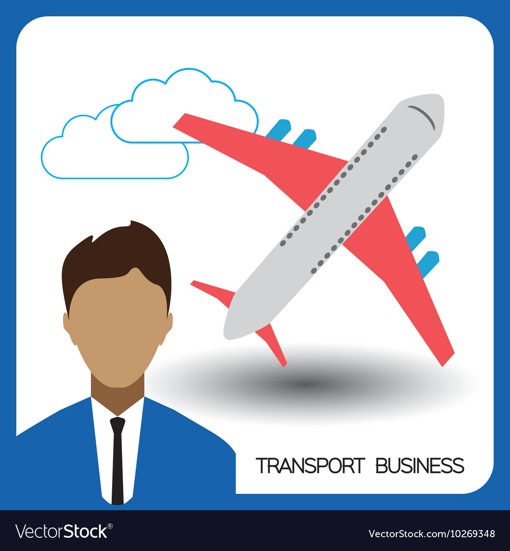 Transport business with a person and plane flat de