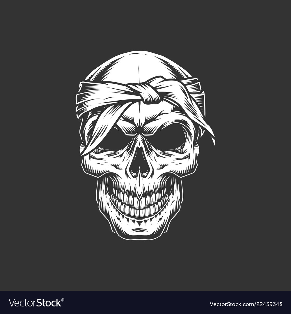 Vintage brutal skull with bandage Royalty Free Vector Image