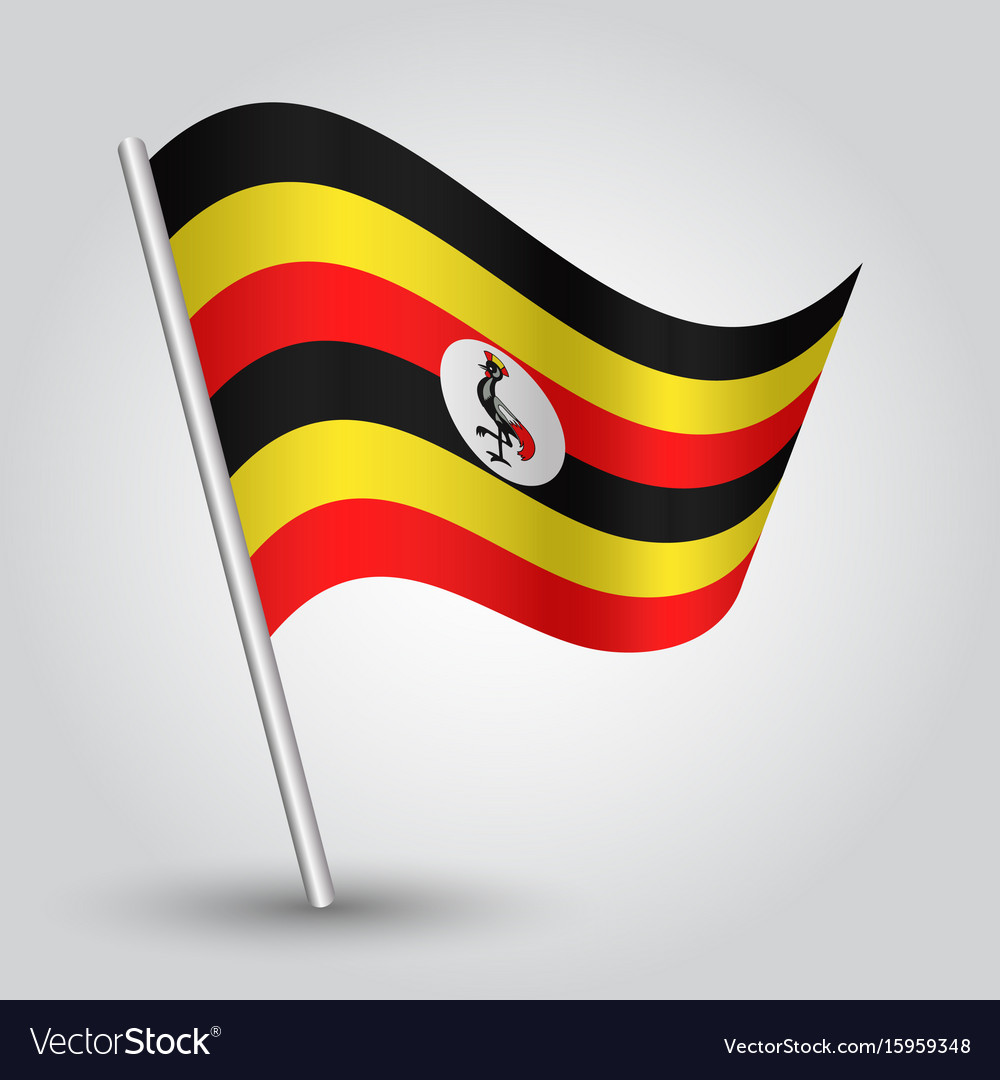 Waving simple triangle ugandan flag on slanted