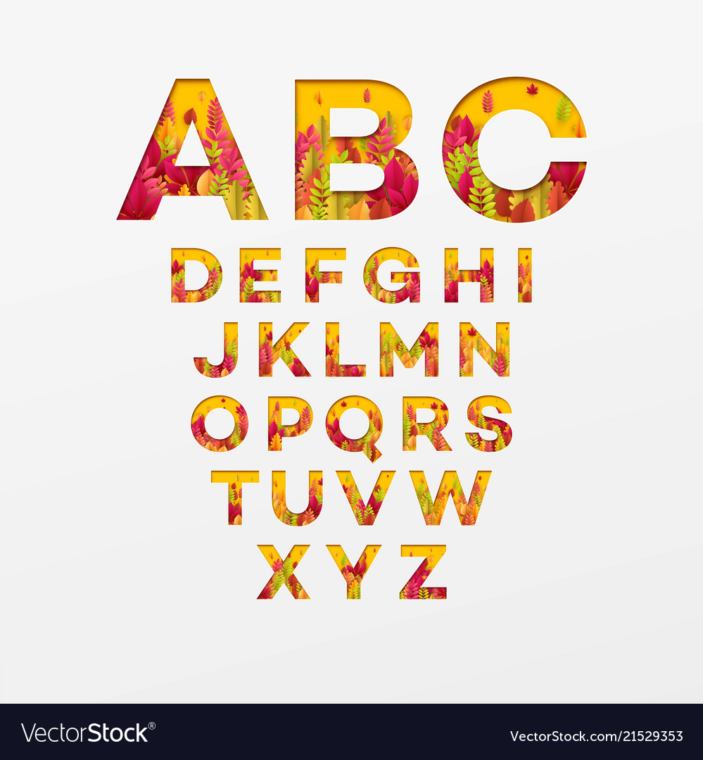 Alphabet Letters Made From Autumn Leaves Vector Image Alphabet Letters Made From Autumn Leaves Vector Image