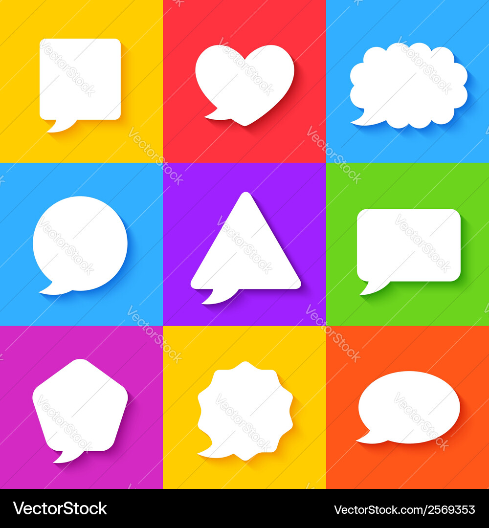 Blank empty white speech bubbles set Royalty Free Vector