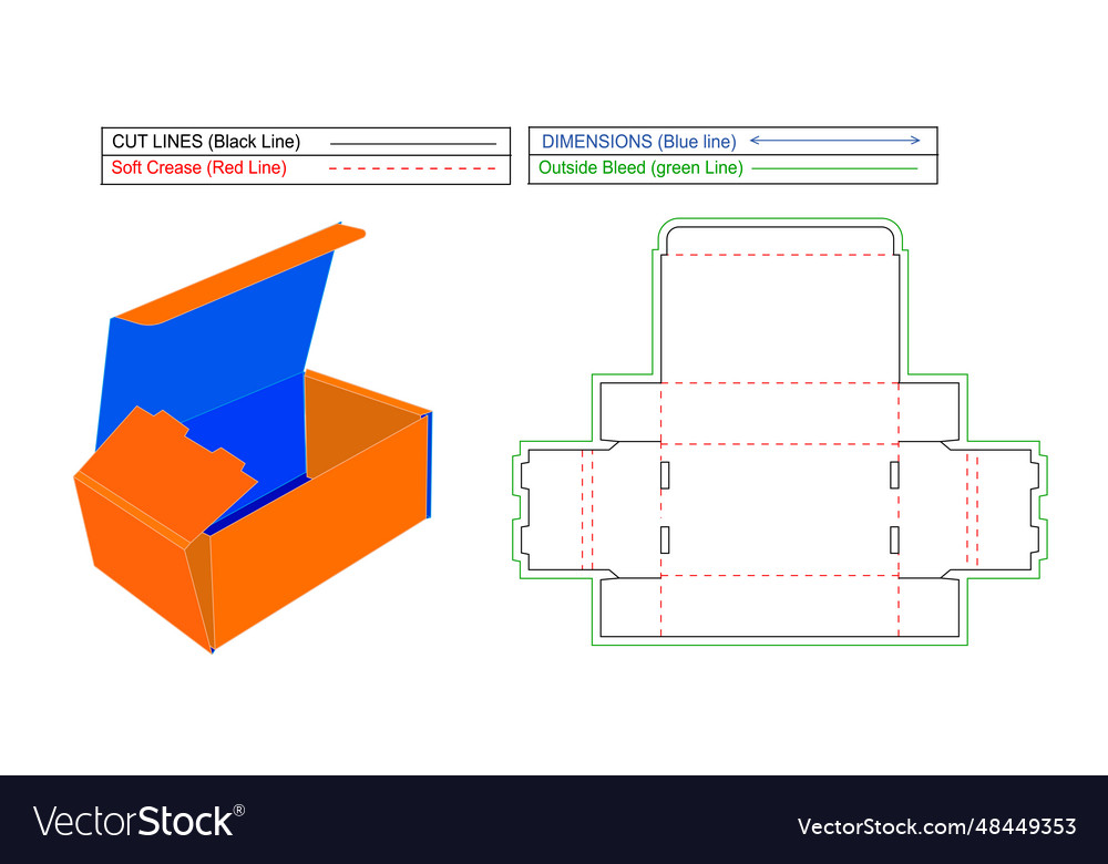 Carton box corrugated rett dieline Royalty Free Vector Image