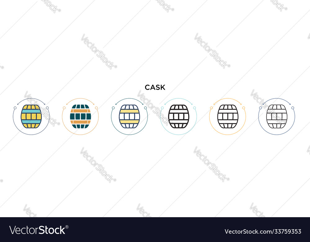 Cask icon in filled thin line outline and stroke