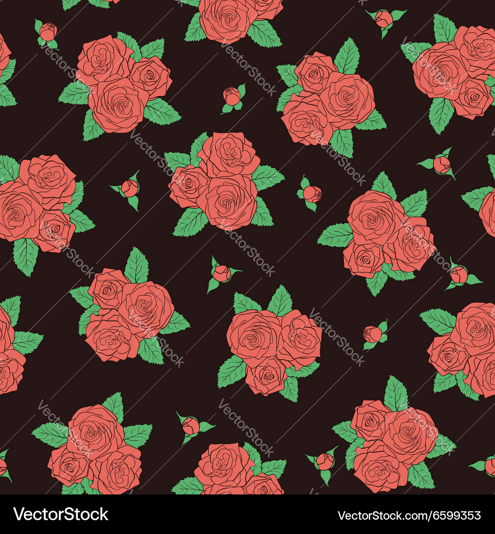 Elegant Roses Seamless Pattern Royalty Free Vector Image