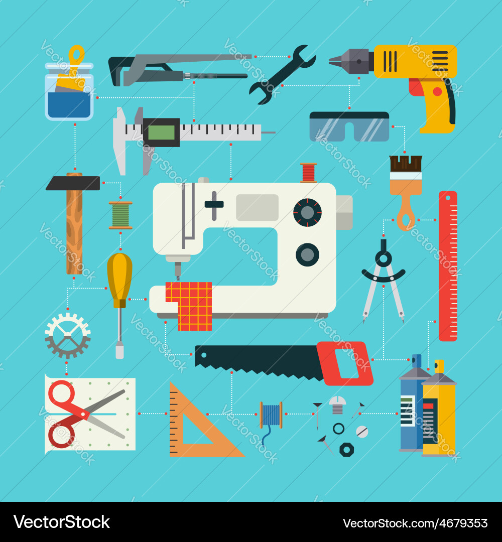 Flat design handmade concept Royalty Free Vector Image