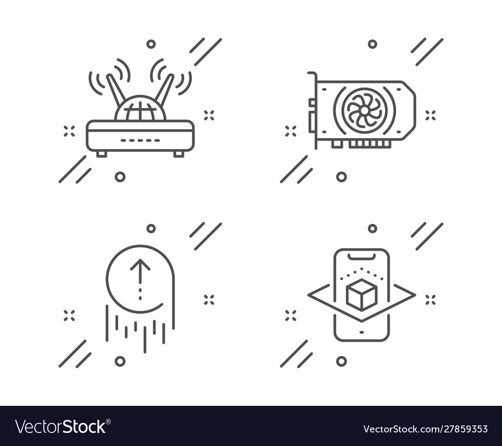 Gpu swipe up and wifi icons set augmented