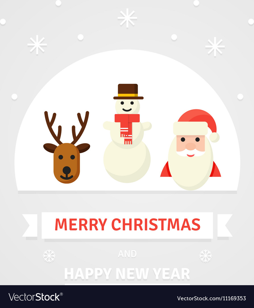 Greeting christmas card new year characters