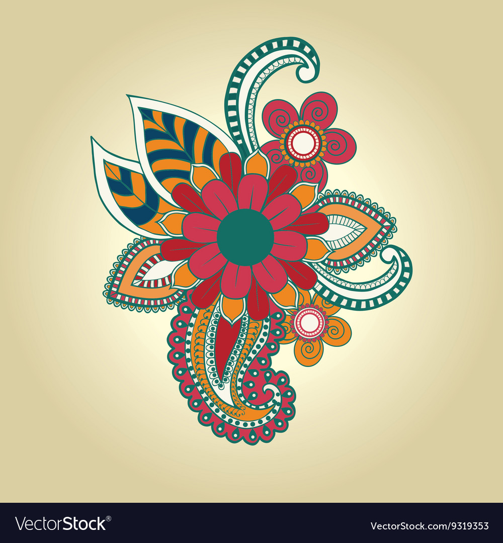 Hand draw henna floral design element tattoo Vector Image