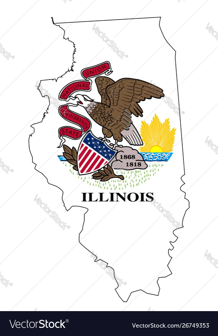 Illinois Umrisskarte und Flagge