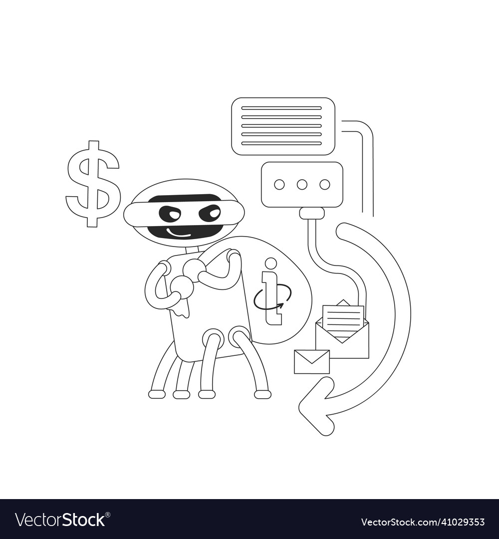Information scraper bot thin line concept