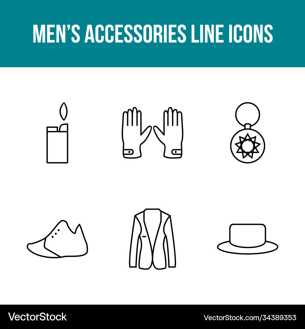 Mens accessories icon set Royalty Free Vector Image