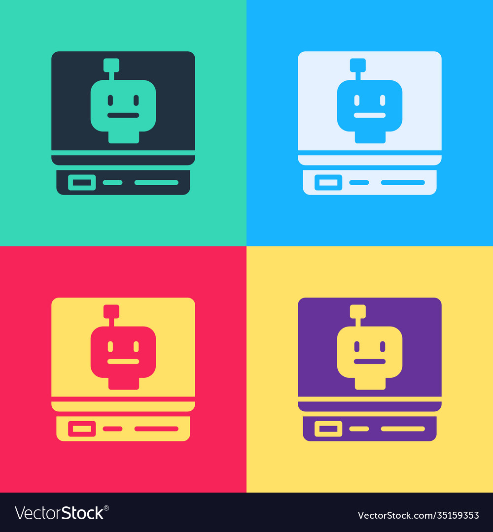 Pop art robot icon isolated on color background vector image Pop art robot icon isolated on color background