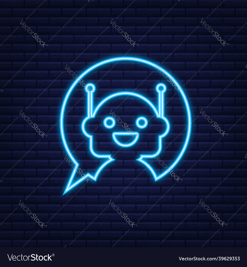 Robot neon icon bot sign design chatbot symbol