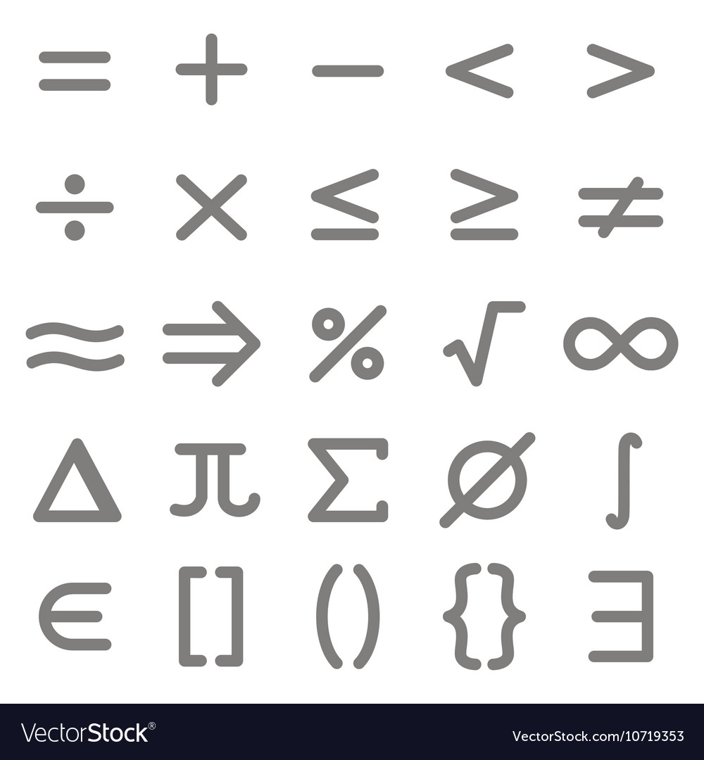 Set of monochrome icons with mathematical symbols Vector Image