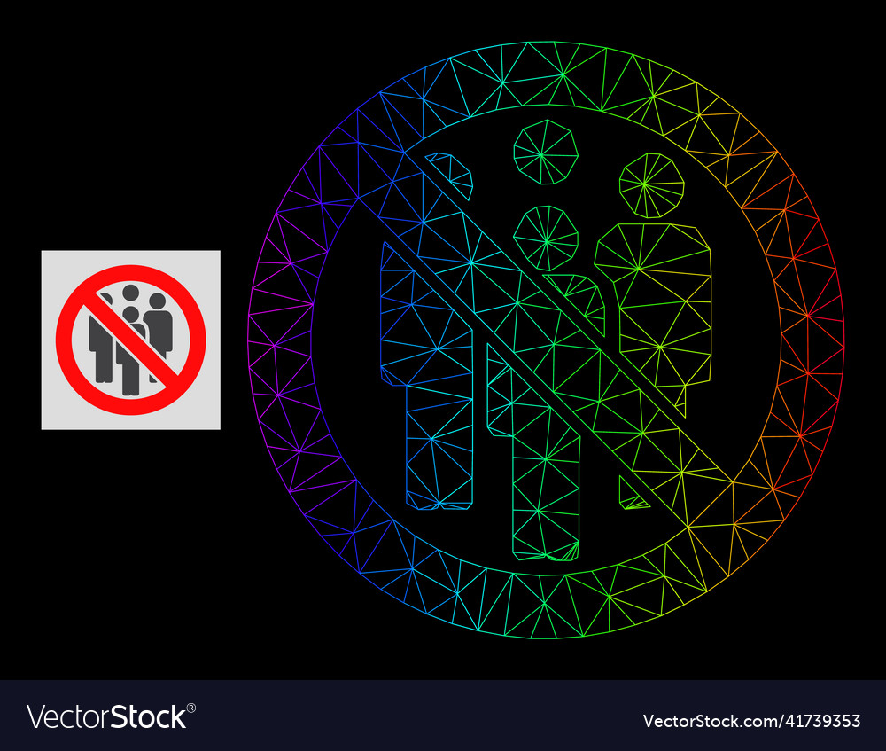 Spectral gradiented polygonal net forbidden crowd vector image Spectral gradiented polygonal net forbidden crowd