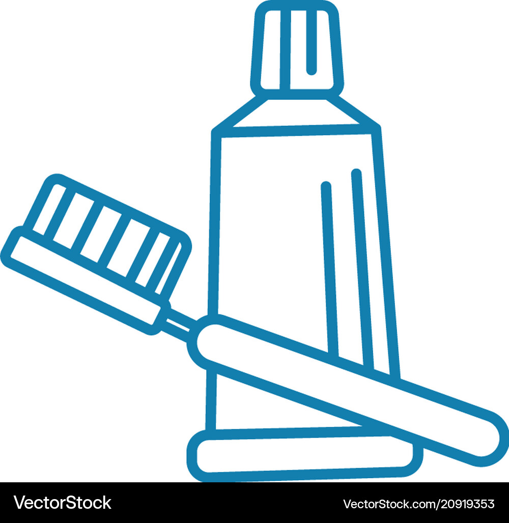Toothpaste brush linear icon concept Royalty Free Vector