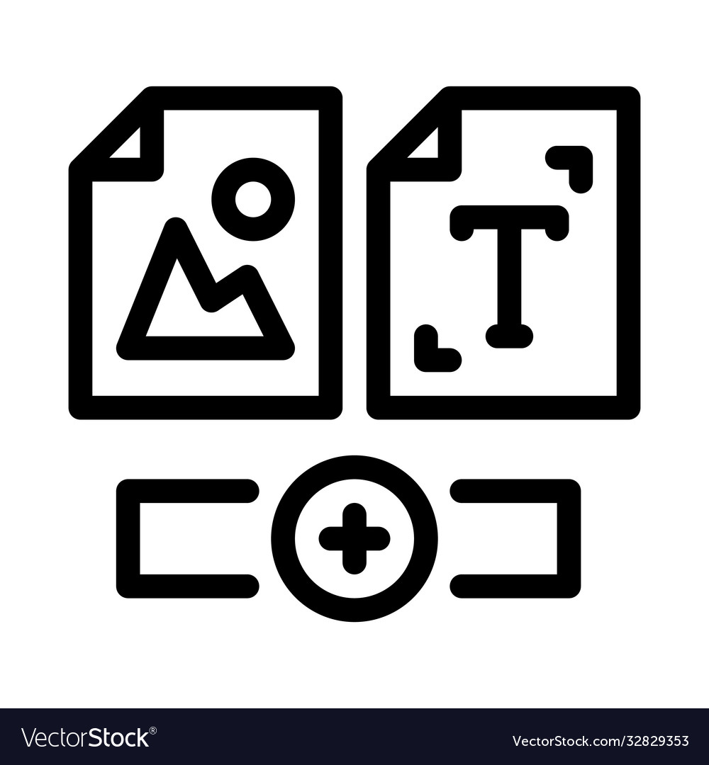 Web side image and text icon outline vector image Web side image and text icon outline