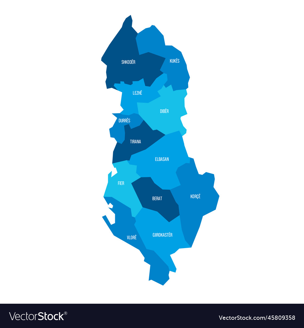 Albania political map of administrative divisions Vector Image