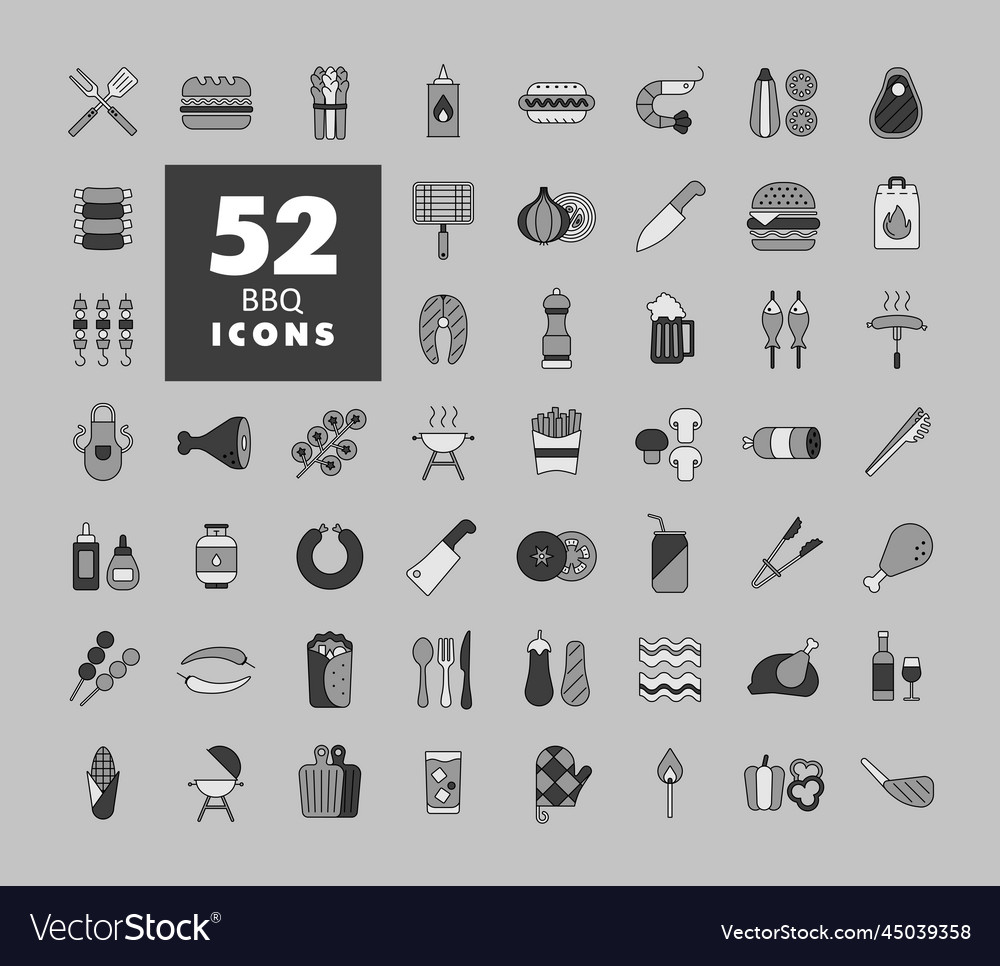 Barbecue And Bbq Grill Icon Set Royalty Free Vector Image