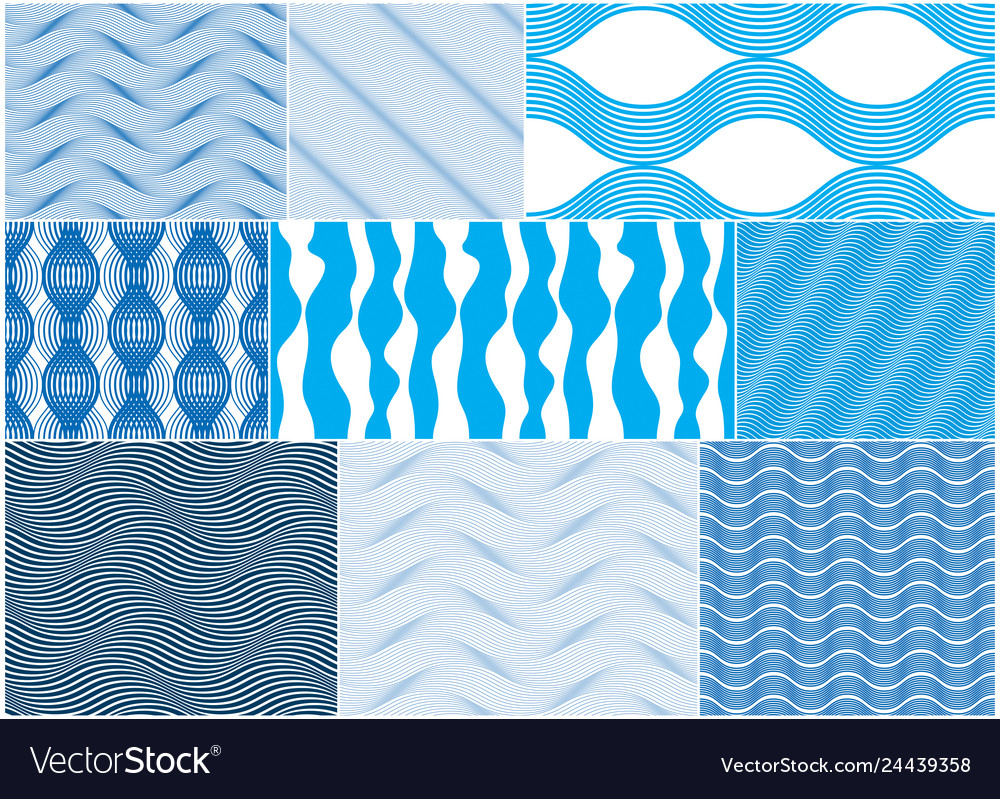 Chaotic waves seamless pattern curve lines vector image Chaotic waves seamless pattern curve lines