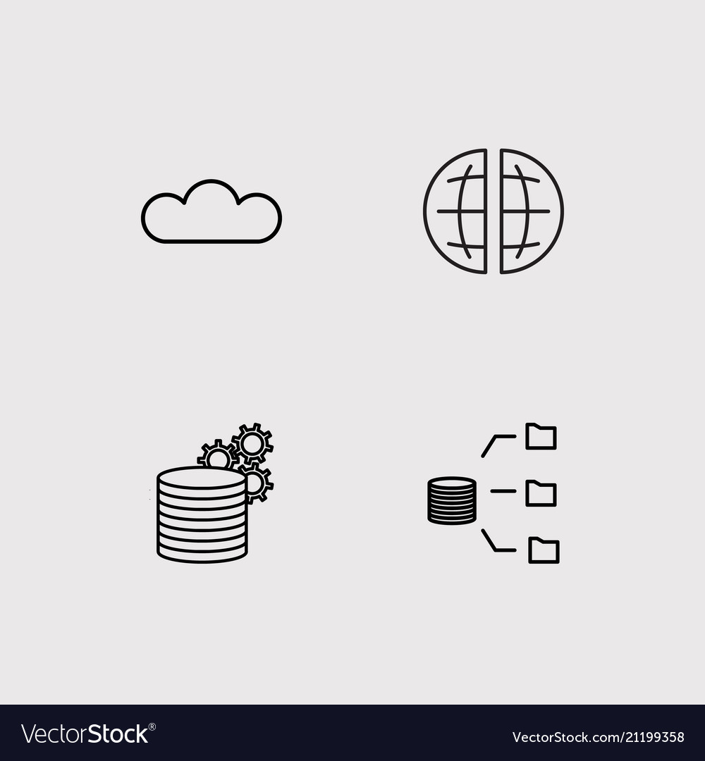 Data analytics simple linear icons set outlined