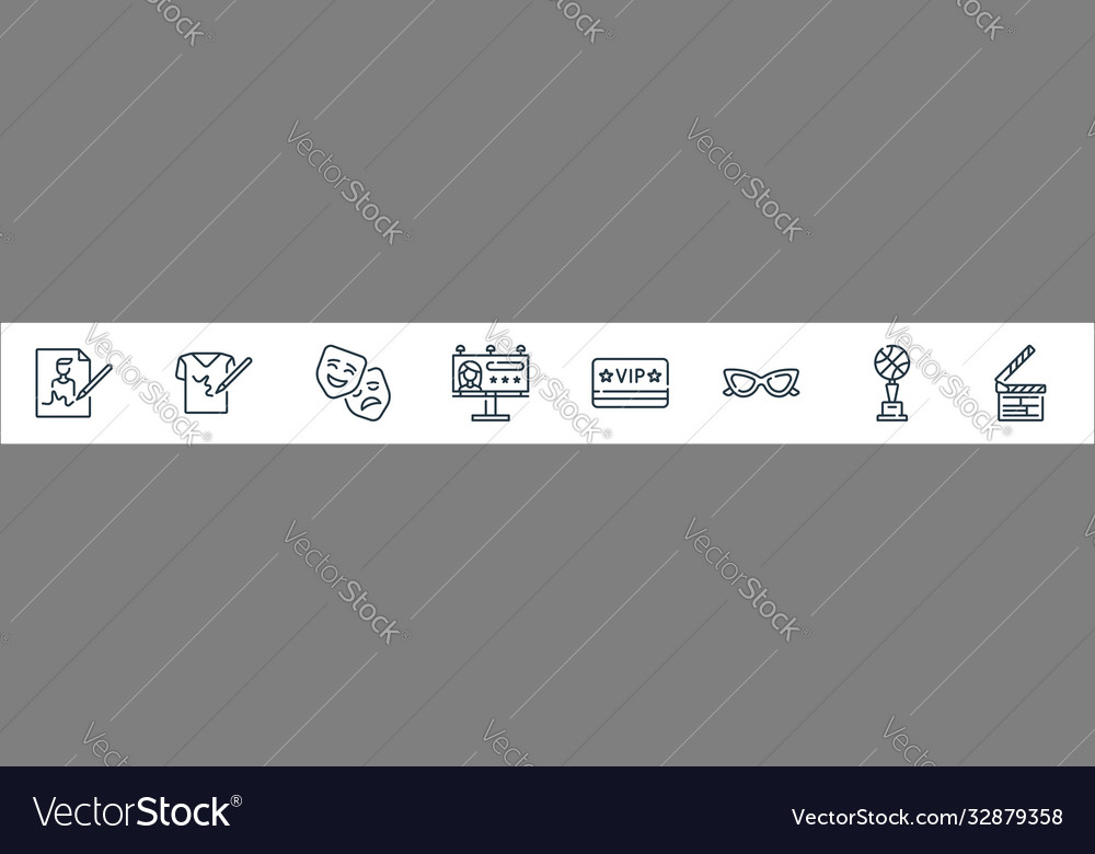 Fame line icons linear set quality