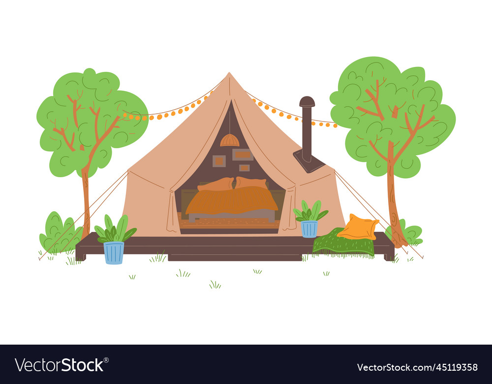 Glamping tent for accommodation of tourists flat