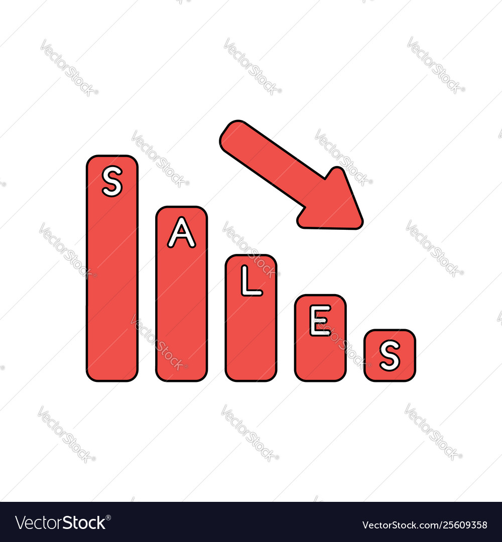 Icon concept sales bar graph down