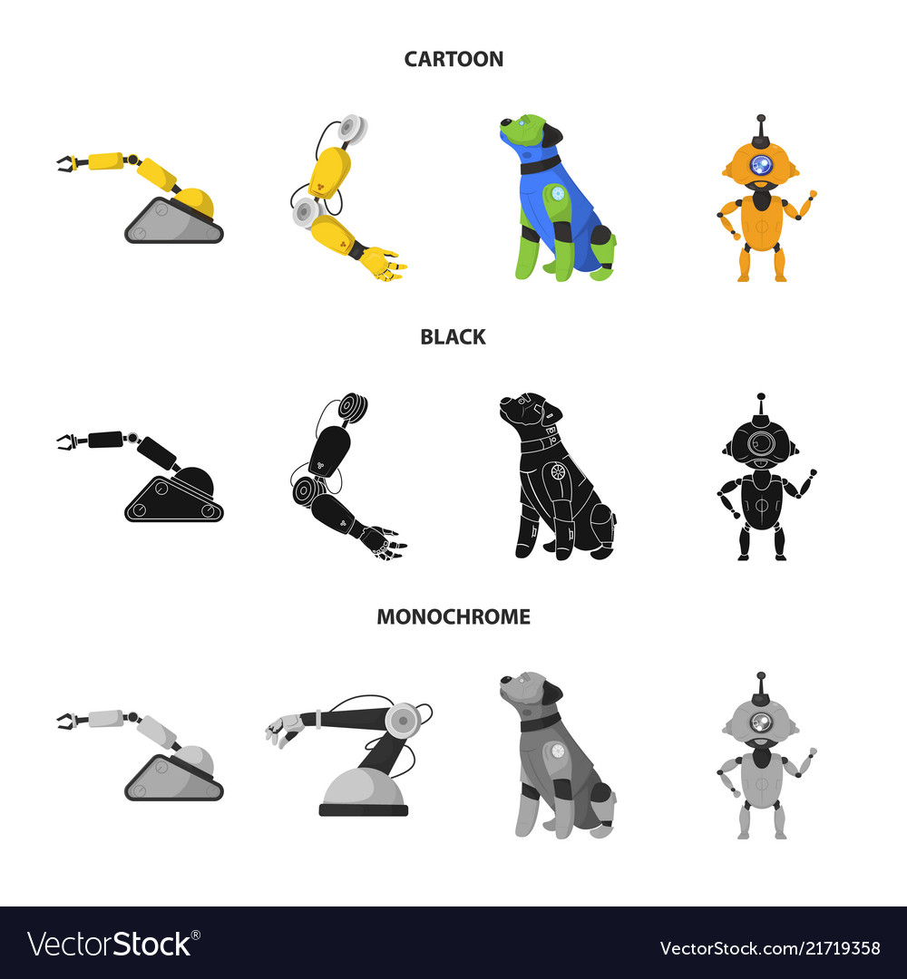 Isolated object of robot and factory logo vector image Isolated object of robot and factory logo