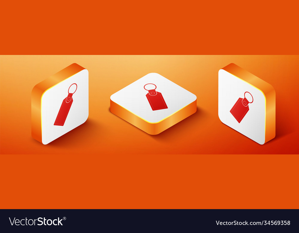 Isometric rectangular key chain with ring vector image Isometric rectangular key chain with ring