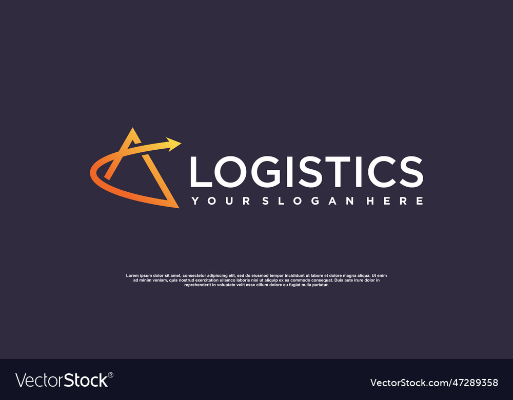 Logistics logo with arrow and line element premium