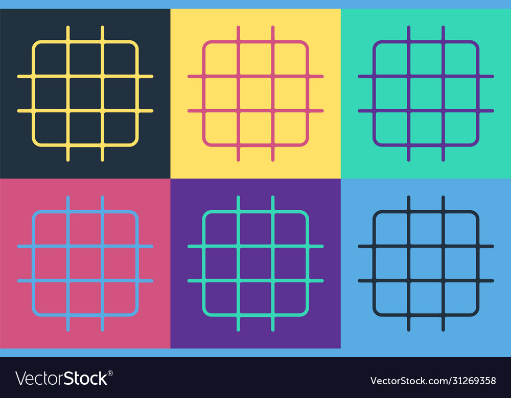 Pop art grid graph paper icon isolated on color vector image Pop art grid graph paper icon isolated on color