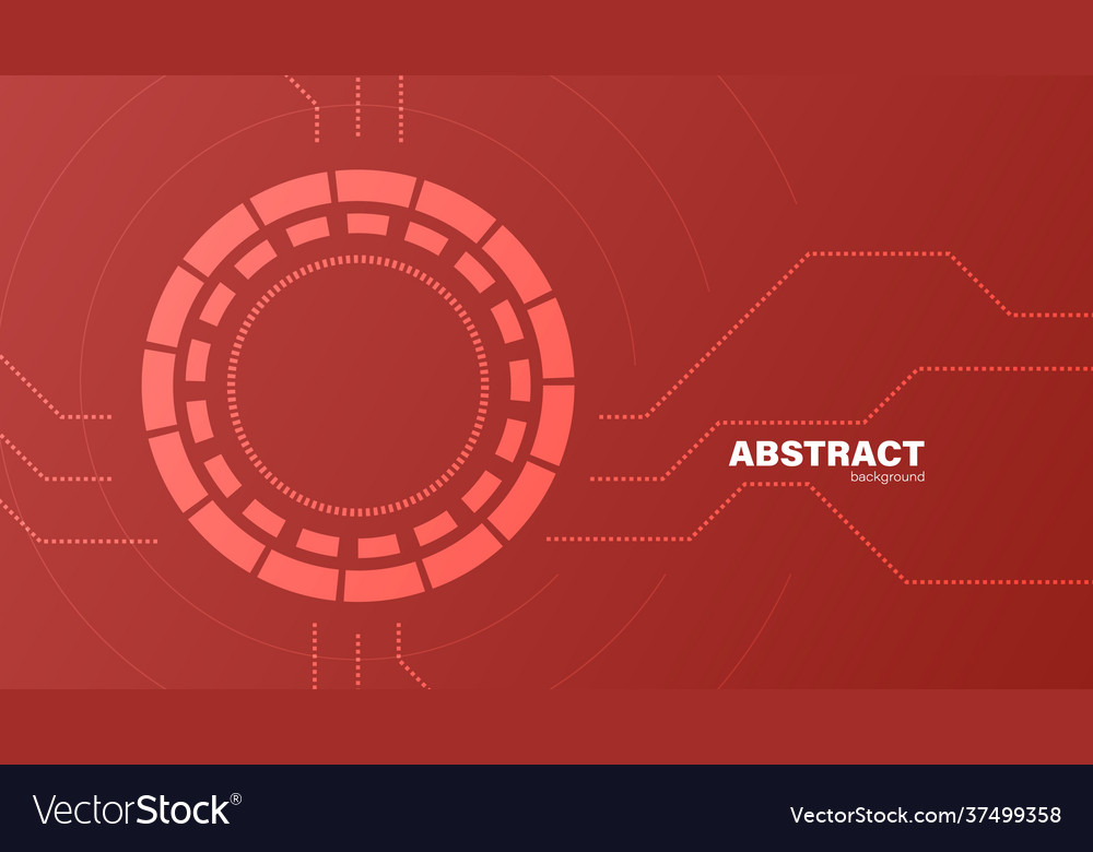 Red background with circle and circuit technology vector image Red background with circle and circuit technology