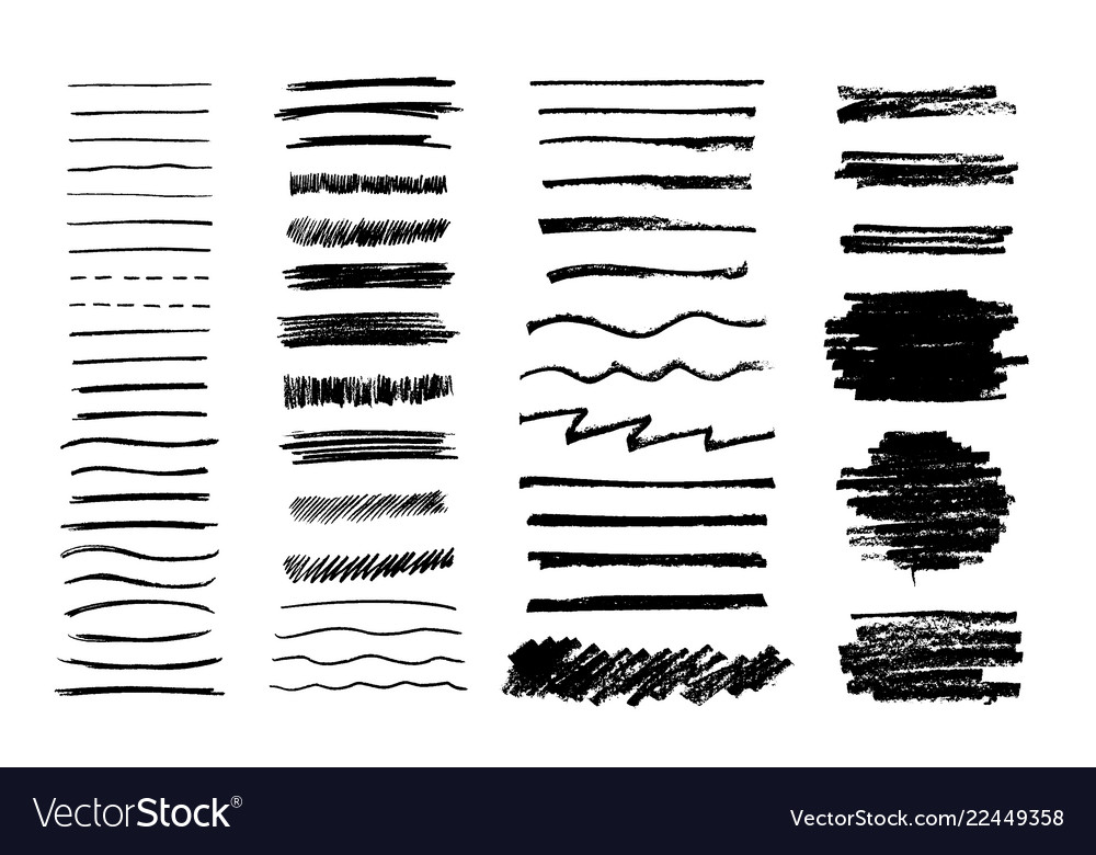 Set grungy graphite pencil art brushes Royalty Free Vector