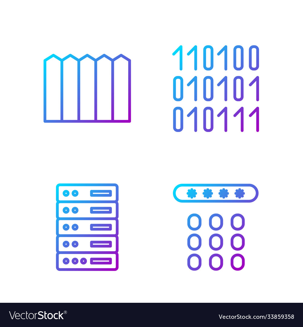 Set line password protection server data web vector image Set line password protection server data web
