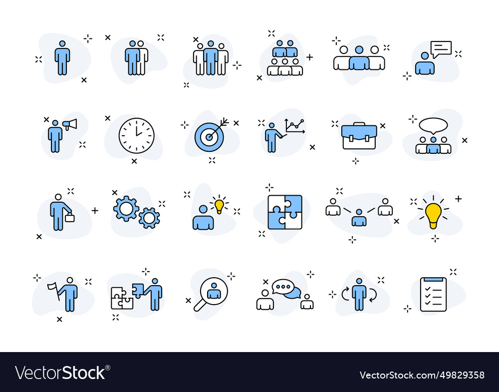 Set of 24 teamwork web icons in line style team vector image Set of 24 teamwork web icons in line style team