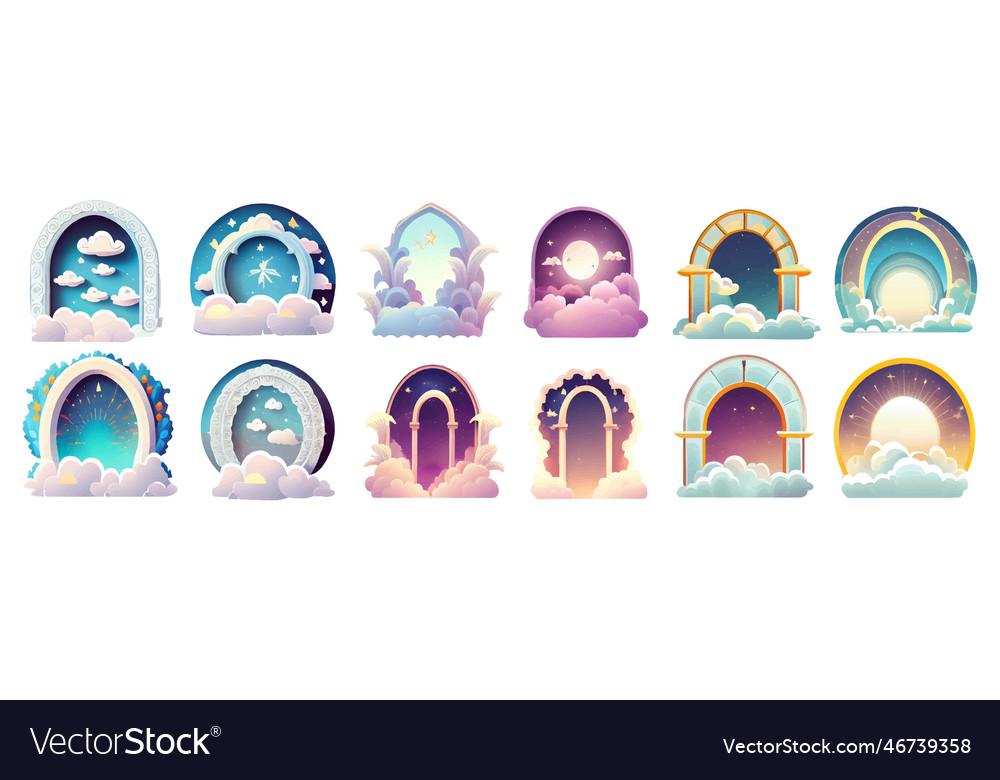 Set of portal ui game level up vector image Set of portal ui game level up