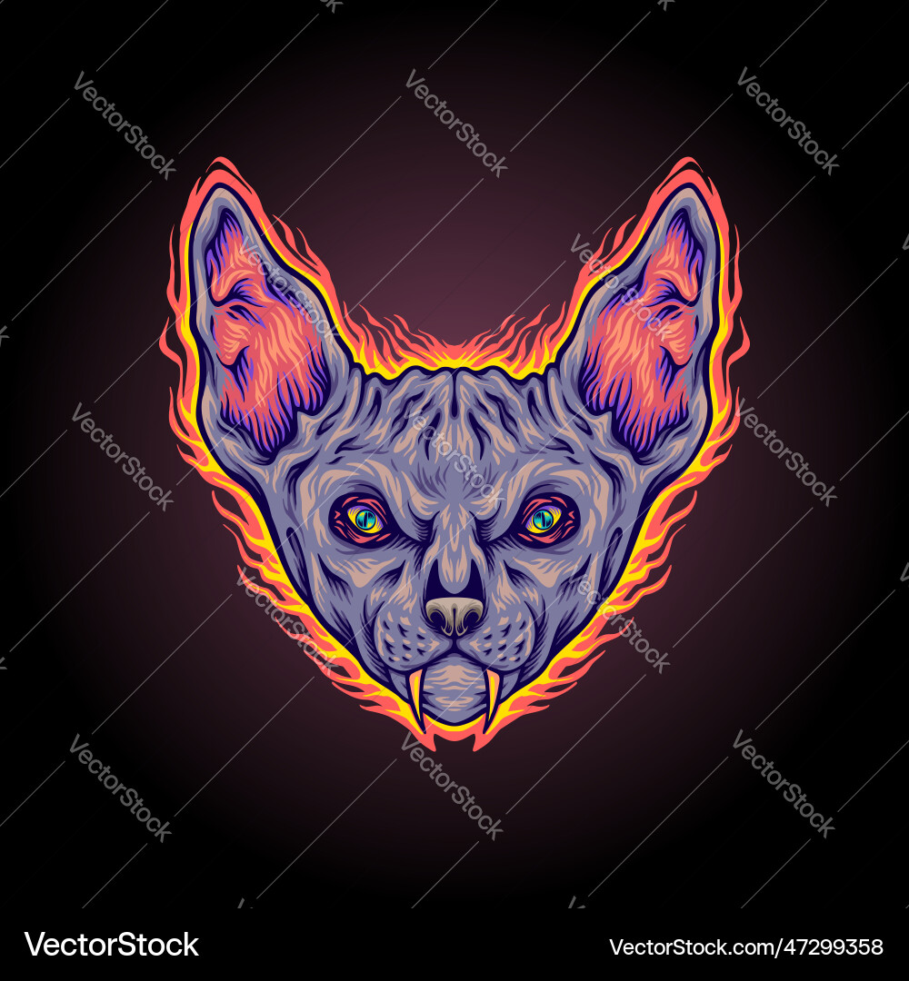 Sphynx cat head egyptian god logo Royalty Free Vector Image
